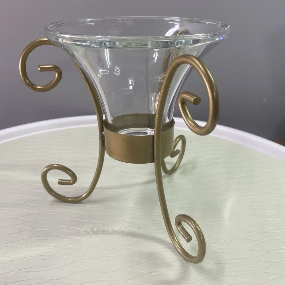 Vintage‎ Partylite Metal Gold Candle Holder 6" Tall 6"wide - Picture 4 of 8